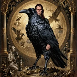 highly detailed full body portrait of nick cave as the crow, matrix, comic book cover art, global illumination, octane rendering, specular radiant light, detailed and intricate environment, hyper realistic elegant grotesque reinassance digital painting concept art by cristian sauret