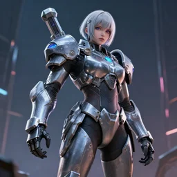 anime girl with a mjolnir powered assault armor, style artstation, style greg rutkowsk, octane render, unreal engine 6, epic game graphics, fantasy, ciberpunk, conceptual art, ray tracing