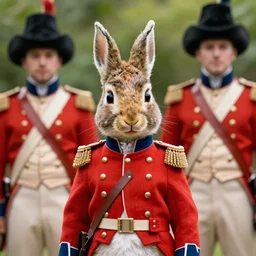 peter rabbit as a british redcoat from the revolutionary war, digital art by eugene de blaas and ross tran, vibrant color scheme, highly detailed, in the style of romanticism, cinematic, artstation, greg rutkowski