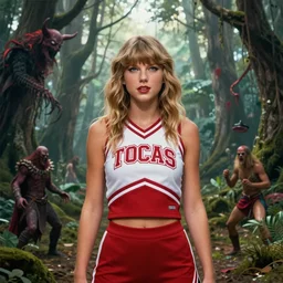 twin peaks movie poster art portrait of taylor swift the local cheerleader being sacrificed to moloch in ritual in the grove, highly detailed, digital painting, artstation, concept art, smooth, sharp focus, illustration, by godward, gustav moreau, saturno butto, boris vallejo, david kassan, artgerm, donato giancola, leyendecker, wlop