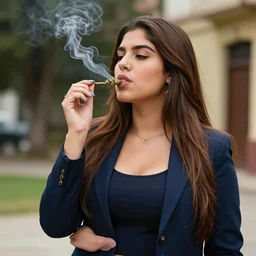 photo of hot curvy spanish clothed latina colombian college girl with brown hair smoking weed