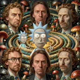 fungus labyrinth mohawk scales portrait by gaston bussierre and charles vess and james jean and erik jones and rhads, inspired by rick and morty, epic, funny, huge scale, beautiful fine face features, intricate high details, sharp, ultradetailed