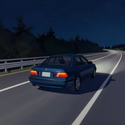 a beautiful artwork of a car on a highway at night, by Jerome Opeña, featured on artstation