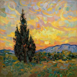 the sunset by vincent van gogh