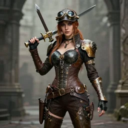 photo of steampunk female rogue with daggers