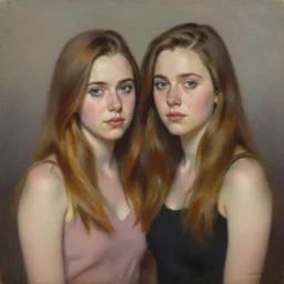 oil painting portrait of emma roberts krysten ritter, by agnes lawrence pelton