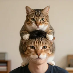 stanny abram with cat on his head
