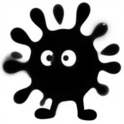 small black cartoon splat on a white background, clipart