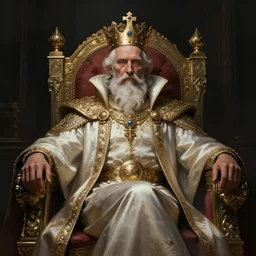 a portrait of an old king on the throne, cyberpunk, grim - lighting, high - contrast, intricate, elegant, highly detailed, digital painting, artstation, concept art, smooth, sharp focus, illustration