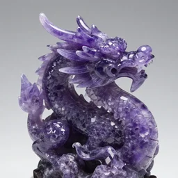 detail amethyst sculpture of a dragon