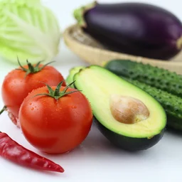 🍅🍆🥑🥦🥬🥒🌶🫑, sharp focus