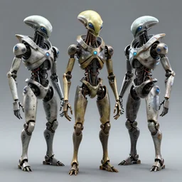 concept art of alien robots, rendered, unreal engine 6, highly detailed, 4 k