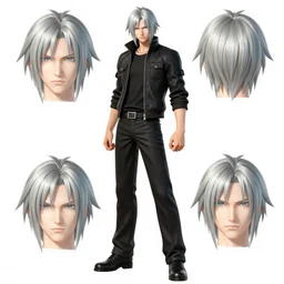devil may cry long haired son of sparda character design sheet, trending on artstation
