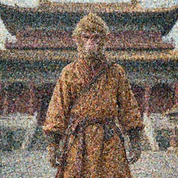 A monkey!!! dressed as a shaolin monk, standing in front of an ancient chinese palace, cinematic lighting, artstation, greg rutkowski