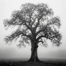 photographic portrait max ernst sad bonzai tree in fog, editorial