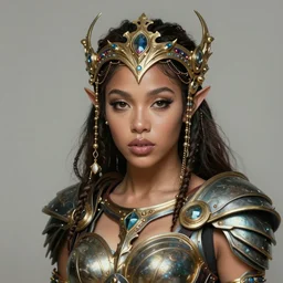portrait of singer doja cat as a detailed realistic beautiful young medieval queen enchantress, intricate, elegant, highly detailed, digital painting, artstation, concept art, smooth, sharp focus, illustration, face portrait by jean delville, greg rutkowski, she is arousing but safe for work, wearing futuristic female amazonian costume, highly detailed portrait, digital painting, artstation, concept art, smooth, sharp foccus ilustration, artstation hq.