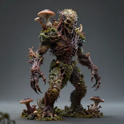 full body in frontal view, a extremely scary horror photograph of a fantasy creature made out of nature and fungus, intricate, hyperrealism, sharp focus, cinematography, highly detailed, octane render, horror cgi 4 k, matte, photograph by professional photographer