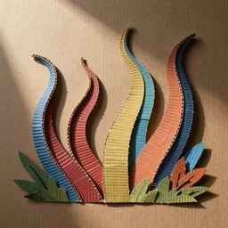 cardboard cutout of tentacles, cut out of colored corrugated cardboard, realistic, cardboard cutout, flat, hyperrealistic photography