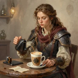 painting of Cayde-6 ordering a coffee