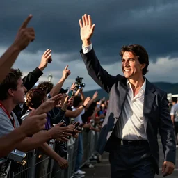 Tom Cruise waving to fans