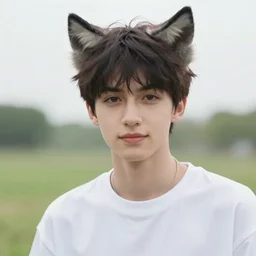 A pretty young man with cat ears in his natural habitat. 4K National Geographic photograph