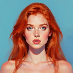 portrait of a ginger woman, symmetric, vibrant, digital painted art by irakli nadar