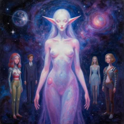 a beautiful feminine cosmic dmt entity painting by artgerm and alex grey and wes anderson and spike jonze, trending on artstation