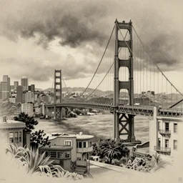a pencil sketch of san francisco
