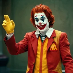 film still of Ronald McDonald as joker in the new Joker movie