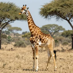 cat giraffe hybrid, bold natural colors, national geographic photography, masterpiece, full shot, award winning