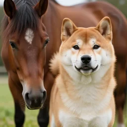 a highly detailed image of a half shiba inu half horse animal