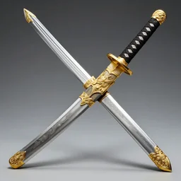 Silver and gold coated magnificent highly detailed samurai sword trending on artstation