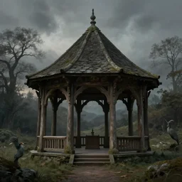 The Pavilion in Rivendell, evening, detailed matte painting, cinematic, Alan Lee, Artstation
