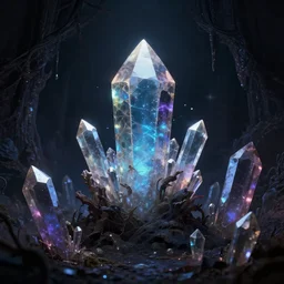 Magical crystals, dark fantasy art, darkest dungeon style