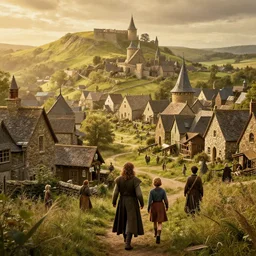 a beautiful photo realistic still image of laketown from the movie the hobbit, warm colors, by greg rutkowski, trending on artstation, masterpiece,