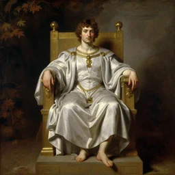 a painting of lucifer emperor of the world sitting on his throne by gustav moreau, jean delville and  Gaston Bussiere