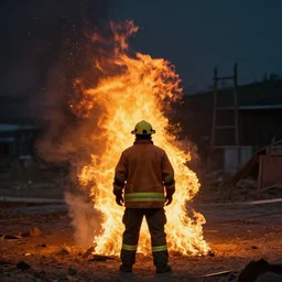 small man on fire, 8 k, realistic