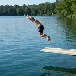 me jumping into a lake from a 3 0 foot high dive