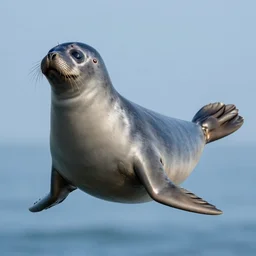 a seal on a hand glider, 4 k, highly detailed