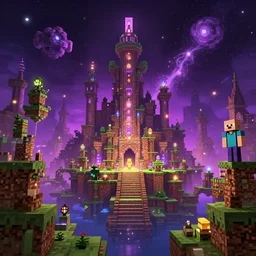 minecraft cosmic fantasy wallpaper art