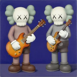 jazz by shusei nagaoka, kaws, david rudnick, airbrush on canvas, pastell colours, cell shaded, 8 k
