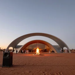 low angle shot, dancefloor kismet, revellers, clean composition, ecosystem transition area, front left speaker, bonfire, night, the australian desert, zaha hadid, xf iq 4, symmetry, sony a 7 r, 1 5 0 mp, 5 0 mm, f 1. 4, iso 2 0 0, 1 / 1 6 0 s, dawn, golden ratio, rule of thirds
