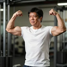 A very muscular and lean BongBong Marcos flexing in the gym