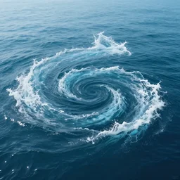 water artwork manipulation in the shape of a 3 d spiral on the ocean water, ray tracing, realistic water, focus, long shot, 8 k resolution, cinematic, water art photoshop