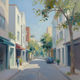 a modern street, oil painting, intricate, dreamy aesthetic, highly detailed, by alena aenami