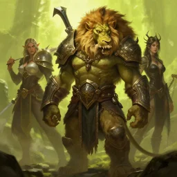 epic professional digital art of orc lion druid, chartreuse ambient light, painted,, heroic, mythic, detailed, intricate, leesha hannigan, wayne haag, reyna rochin, ignacio fernandez rios, best on artstation, cgsociety, epic, stunning, gorgeous, much wow, cinematic