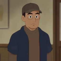 Medium shot of a typical character in the style of dug stanat