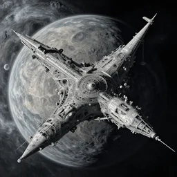 intricate, spaceship in orbit of a alien planet, style by caspar david friedrich and wayne barlowe and ted nasmith.