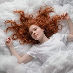 a redhead woman falls into a dream within a dream within a dream within a dream within a dream, alex grey, salvador dali, fractal, surreal art, semi realistic anime, studio ghibli, makoto shinkai, award winning illustration, masterpiece, 4 k