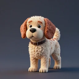 A 3d render of 🐶, digital art, octane render, 8k resolution, character design, wes anderson color palette, film grain, unreal engin